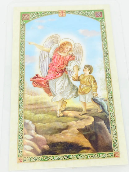 Novena to Archangel Raphael Laminated (Plastic Covered) Holy Card - Unique Catholic Gifts