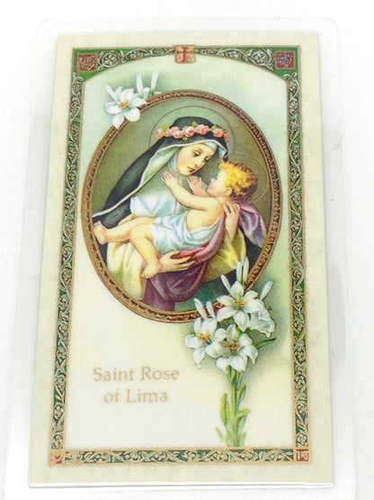 St. Rose of Lima Laminated Holy Card - Unique Catholic Gifts