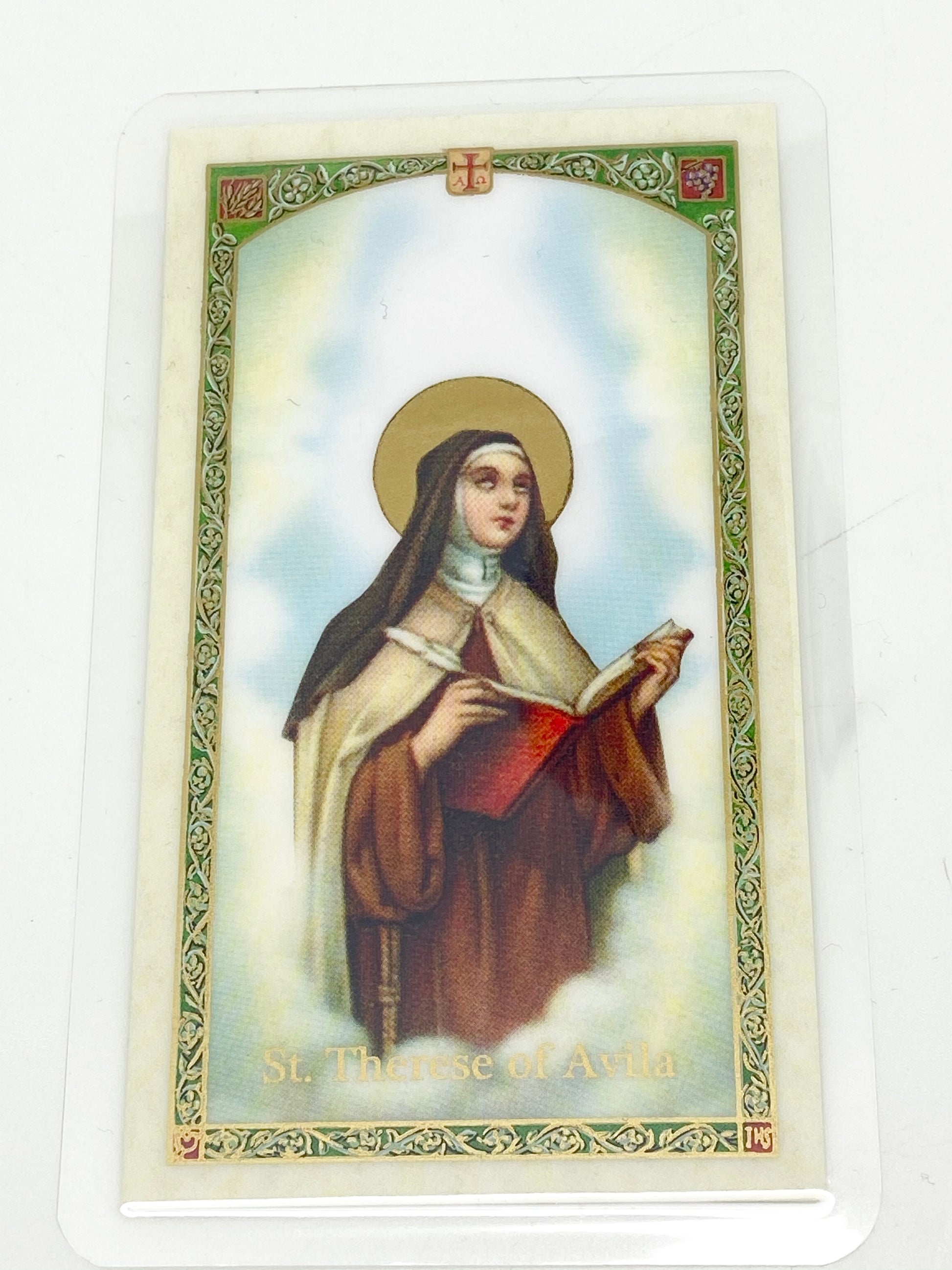 St. Therese of Avila Laminated Holy Card (Plastic Covered) - Unique Catholic Gifts