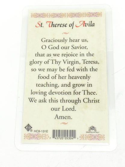 St. Therese of Avila Laminated Holy Card (Plastic Covered) - Unique Catholic Gifts