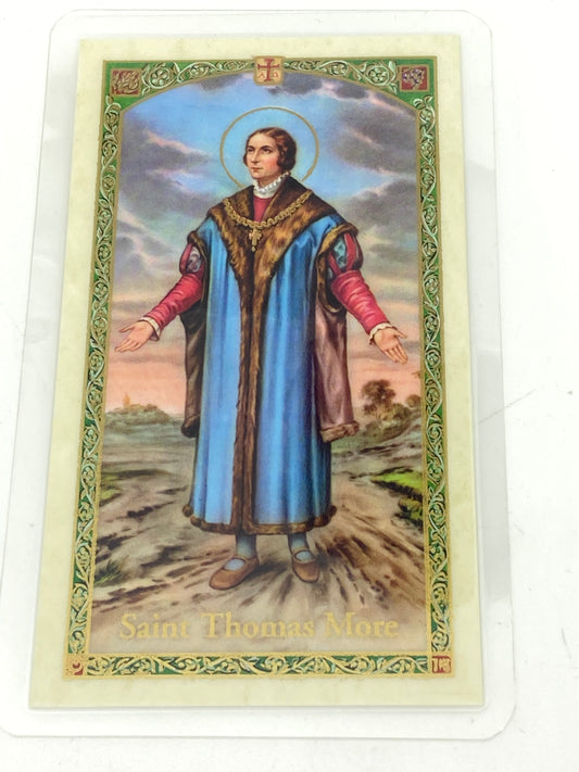 St. Thomas More Laminated Holy Card (Plastic Covered) - Unique Catholic Gifts