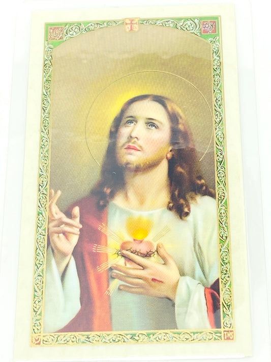 Sacred Heart of Jesus Laminated Holy Card (Plastic Covered) - Unique Catholic Gifts