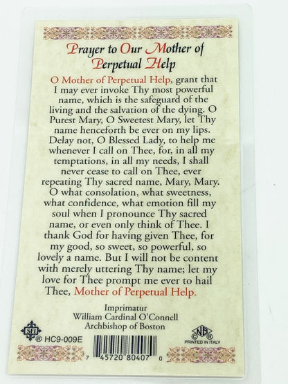 Our Lady of Perpetual Help Laminated Holy Card (Plastic Covered) - Unique Catholic Gifts