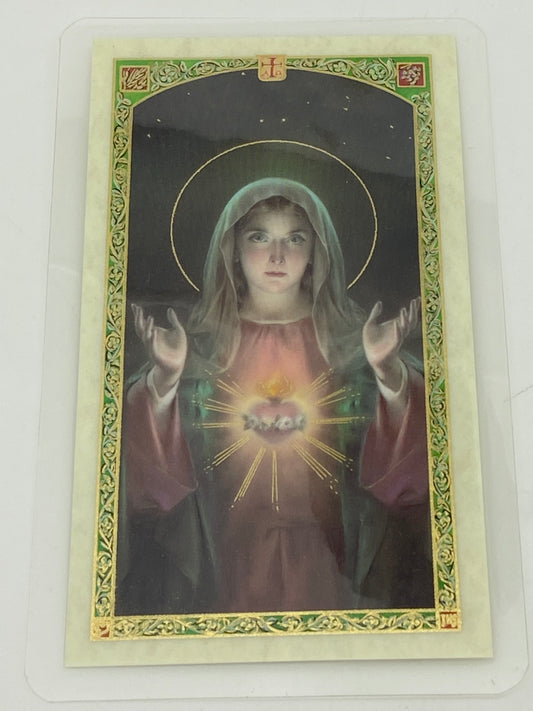 Immaculate Heart Laminated Holy Card (Plastic Covered) - Unique Catholic Gifts