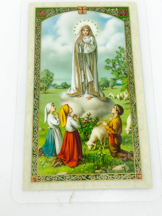 Our Lady of Fatima Laminated Holy Card (Plastic Covered) - Unique Catholic Gifts