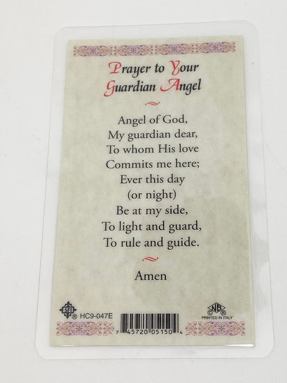 Guardian Angel Laminated Holy Card (Plastic Covered) - Unique Catholic Gifts