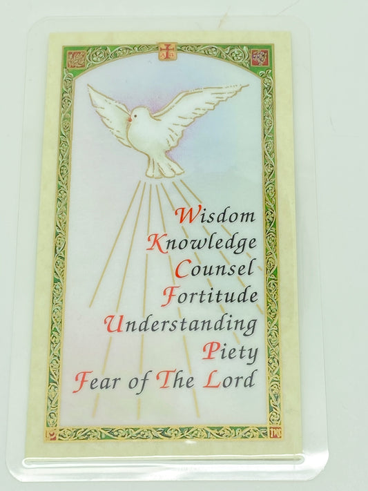 Seven Gifts of the Holy Spirit Laminated Holy Card (Plastic Covered) - Unique Catholic Gifts