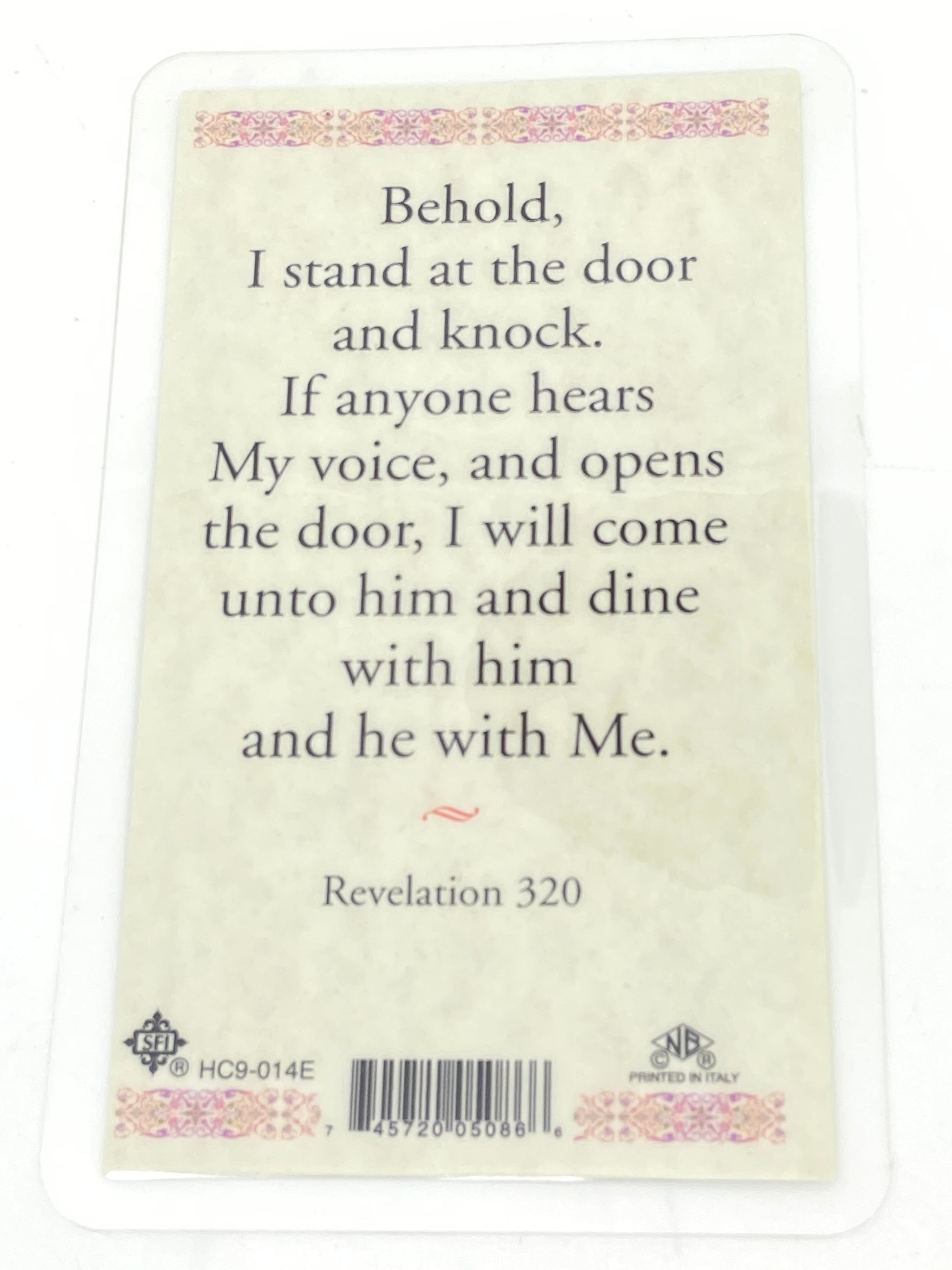 Stand at the Door Laminated Holy Card (Plastic Covered) - Unique Catholic Gifts