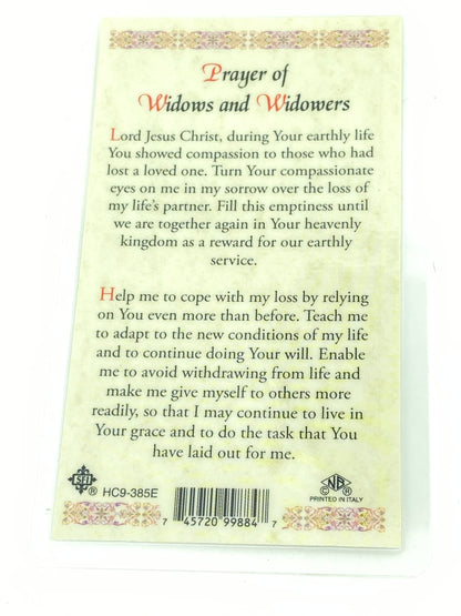 Widow and Widowers Prayer Laminated Holy Card (Plastic Covered) - Unique Catholic Gifts