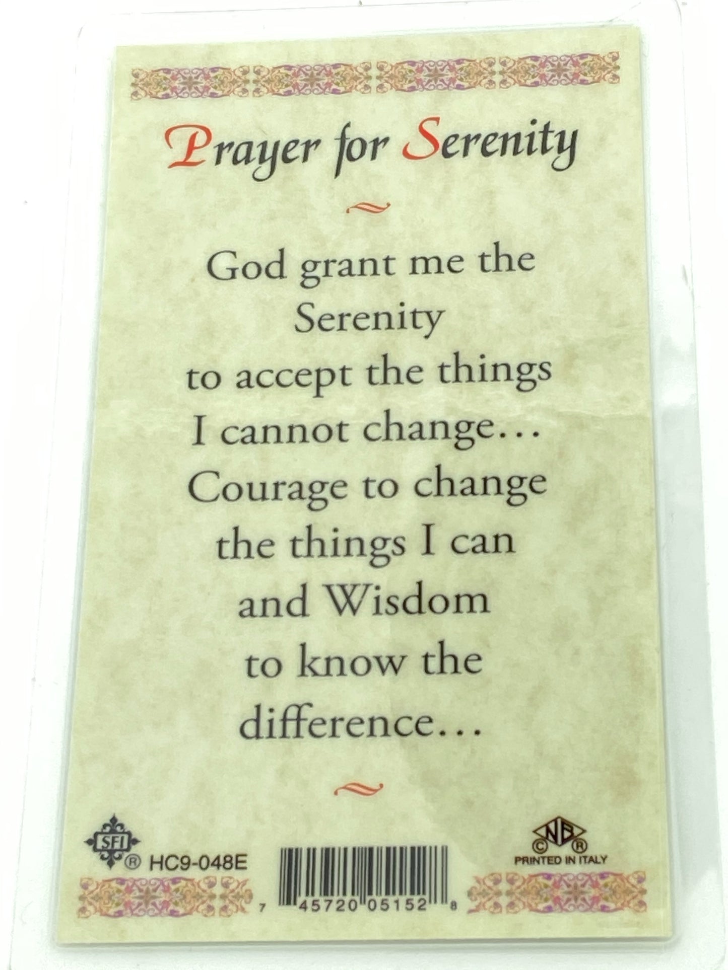 Serenity Prayer Laminated Holy Card (Plastic Covered) - Unique Catholic Gifts