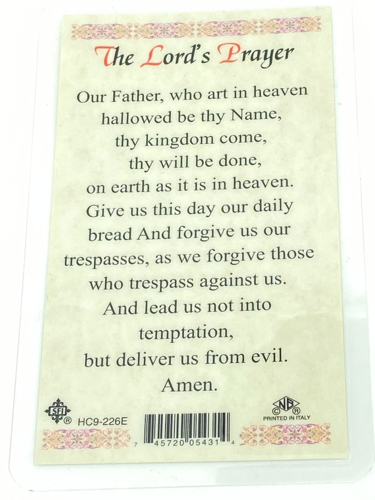 The Lord's Prayer Laminated Holy Card (Plastic Covered) - Unique Catholic Gifts