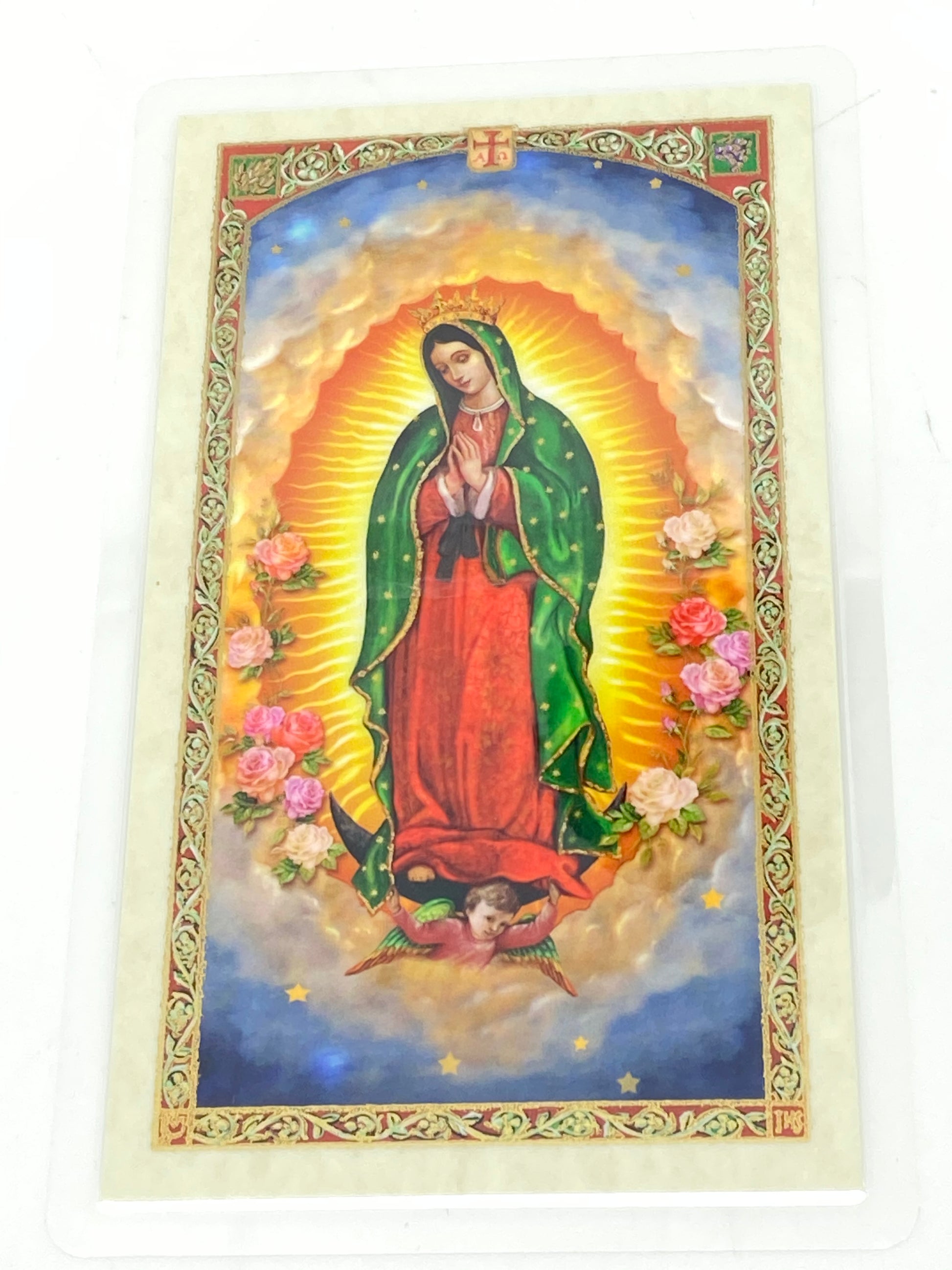 Purisima Virgen de Guadalupe Tarjeta de oración de Nuestra Señora de Guadalupe laminada(Cubierta de Plástico) - Unique Catholic Gifts