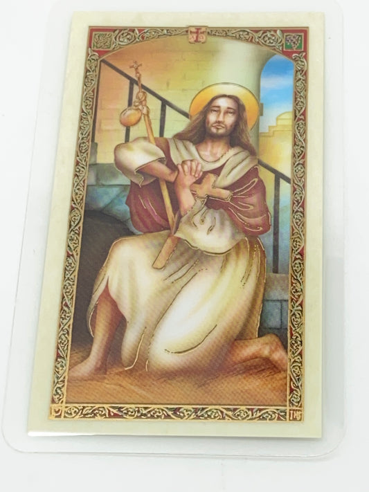 San Alejo Tarjeta Sagrada laminada (Cubierta de Plástico) - Unique Catholic Gifts