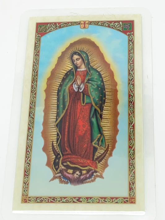 Virgen de Guadalupe Tarjeta Sagrada laminada (Cubierta de Plástico) - Unique Catholic Gifts