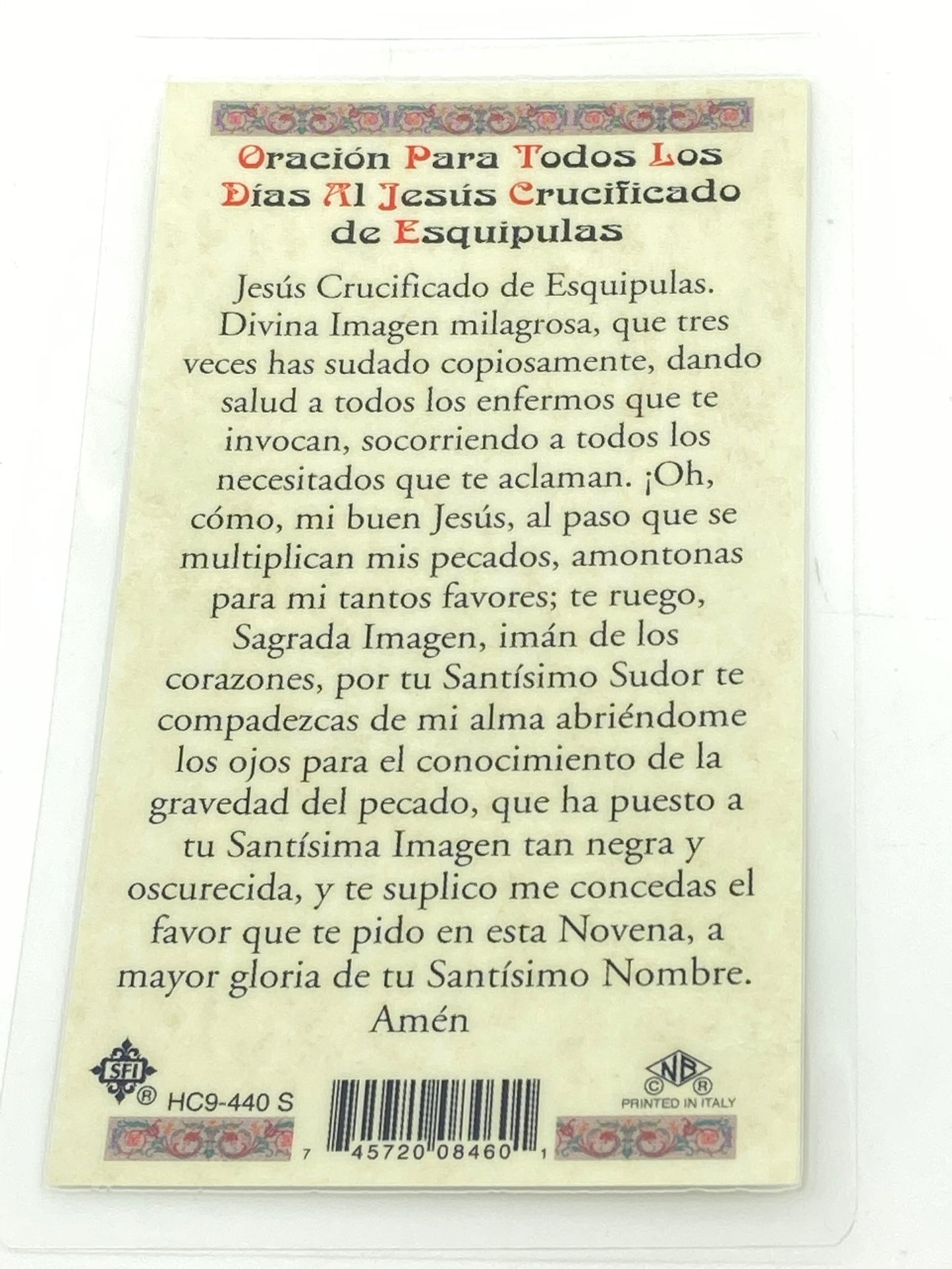 Jesus de Esquipulas Tarjeta laminada (Cubierta de Plástico) - Unique Catholic Gifts