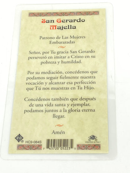 San Gerardo Majella Tarjeta Sagrada laminada (Cubierta de Plástico) - Unique Catholic Gifts