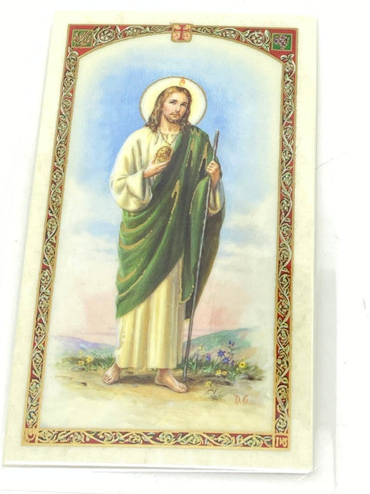 Judas Para el Trabajo Tarjeta Sagrada laminada(Cubierta de Plástico) - Unique Catholic Gifts