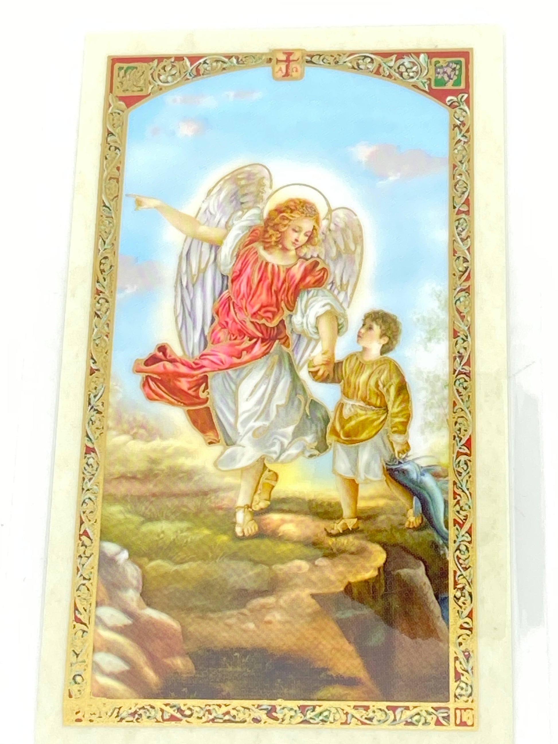 Arcangel San Rafael Tarjeta Sagrada laminada (Cubierta de Plástico) - Unique Catholic Gifts