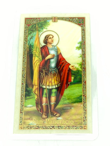 San Pancrasio Tarjeta Sagrada laminada (Cubierta de Plástico) - Unique Catholic Gifts