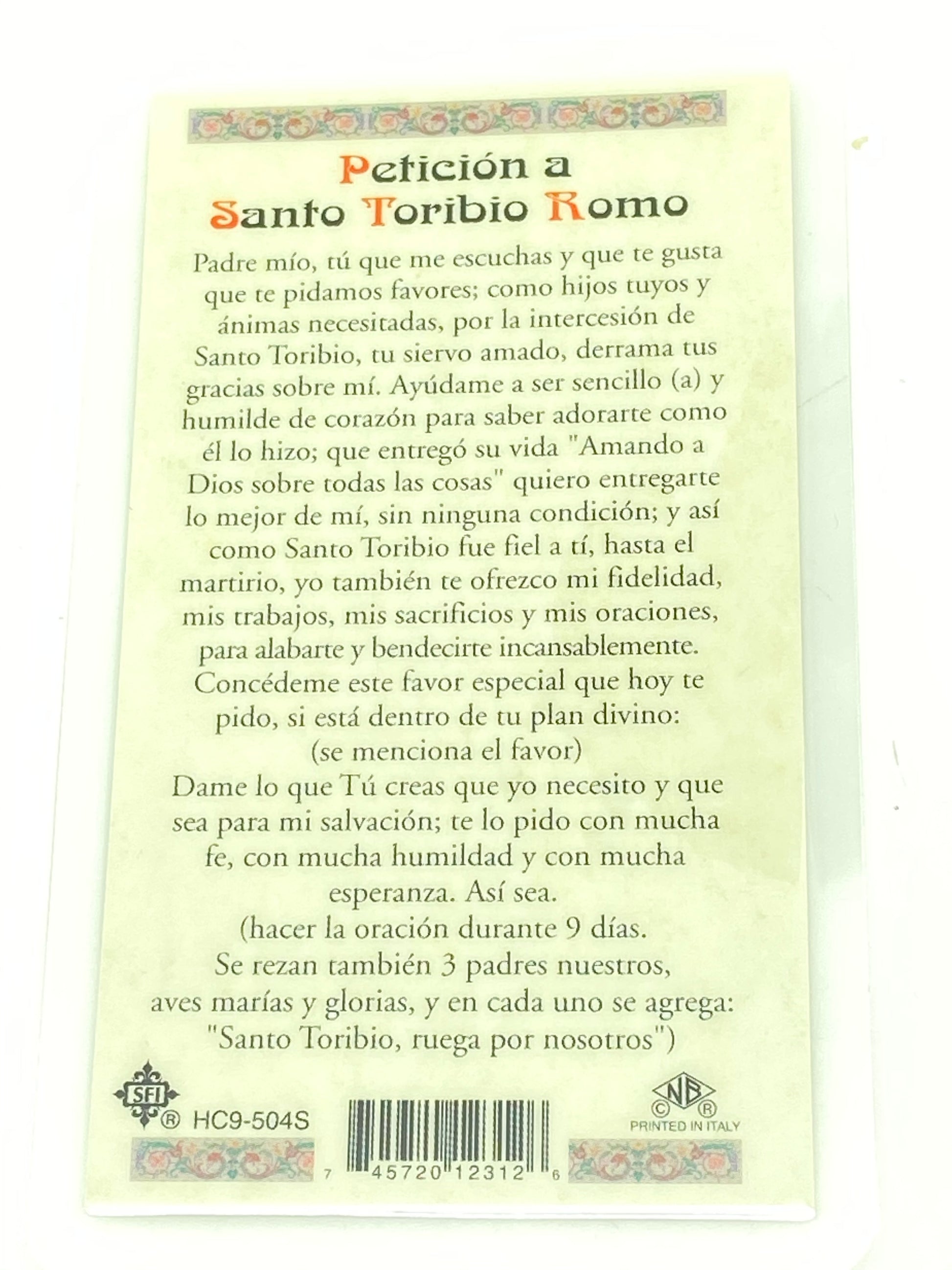 Santo Toribio Romo Tarjeta Sagrada laminada (Cubierta de Plástico) - Unique Catholic Gifts