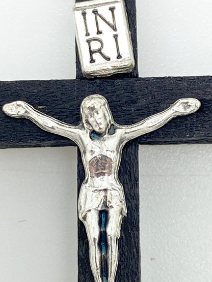 Black Wood Crucifix 1 1/4" - Unique Catholic Gifts