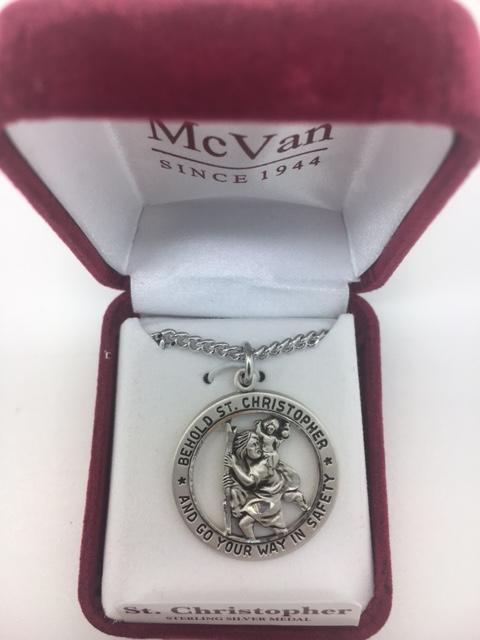 Sterling Silver 1" St Christopher on 24" Chain. - Unique Catholic Gifts