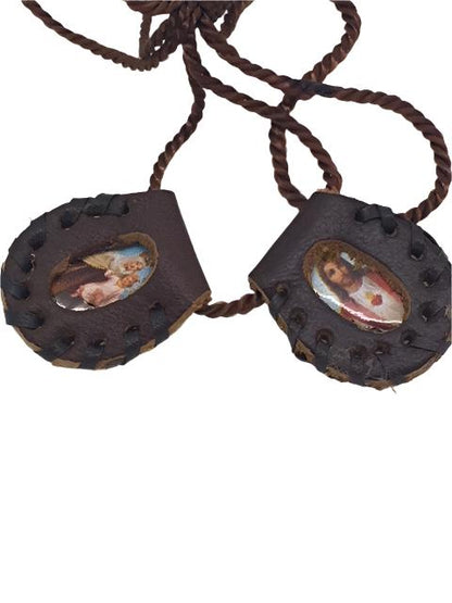 Brown Scapular (Leather) 3/4" - Unique Catholic Gifts