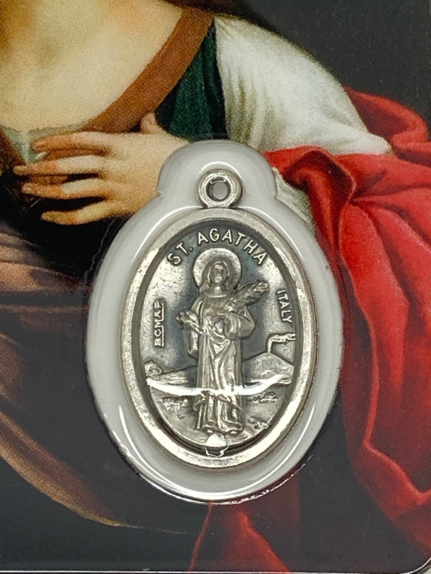 Saint Agatha Holy Card with Medal - Unique Catholic Gifts