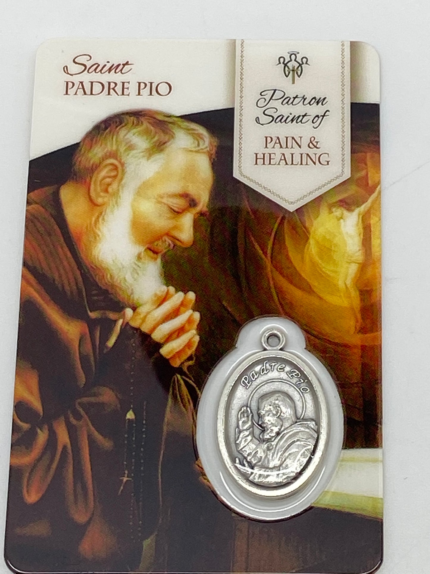 Saint Padre Pio Holy Card with Medal - Unique Catholic Gifts