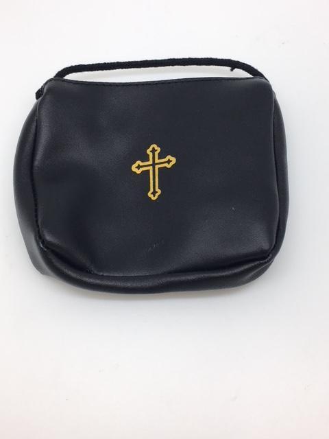 Black Leather Pyx Burse (Pouch) with string. (small) - Unique Catholic Gifts