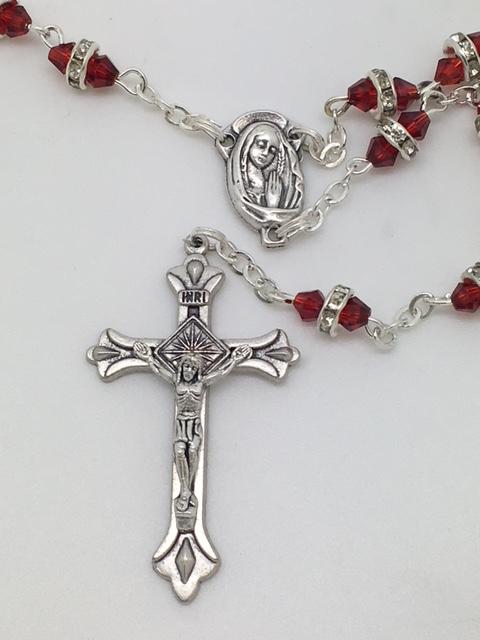 Red Rosary with Glass Rondelle Beads - Unique Catholic Gifts