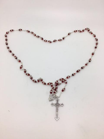 Red Rosary with Glass Rondelle Beads - Unique Catholic Gifts