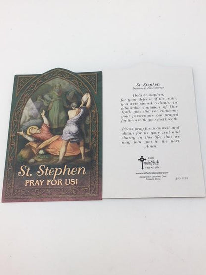 St. Stephen Holy Card (embossed) - Unique Catholic Gifts