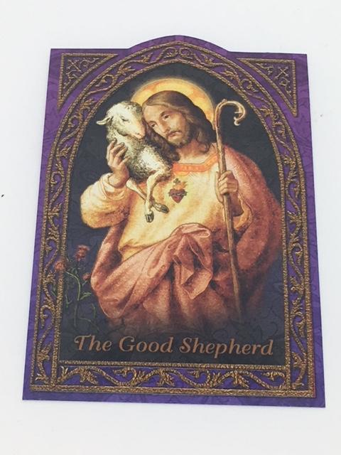 The Good Shepard Holy Card (embossed) - Unique Catholic Gifts