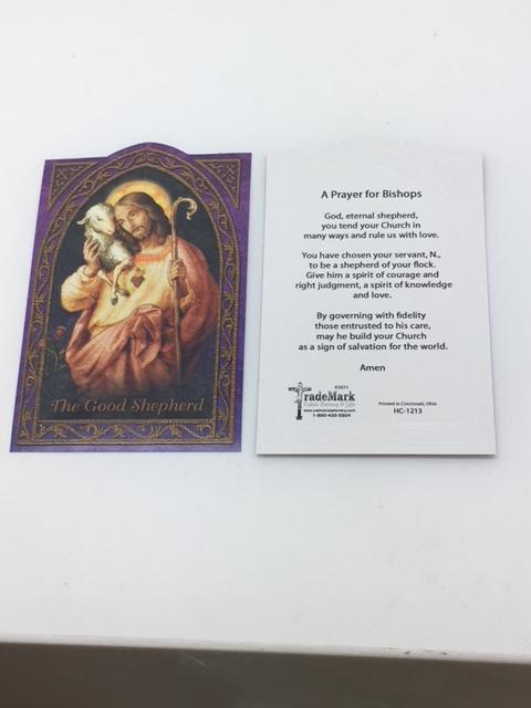 The Good Shepard Holy Card (embossed) - Unique Catholic Gifts