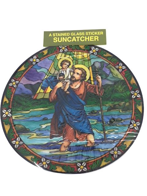 Catholic Stained Glass Sticker Suncatcher St Christopher - Unique Catholic Gifts