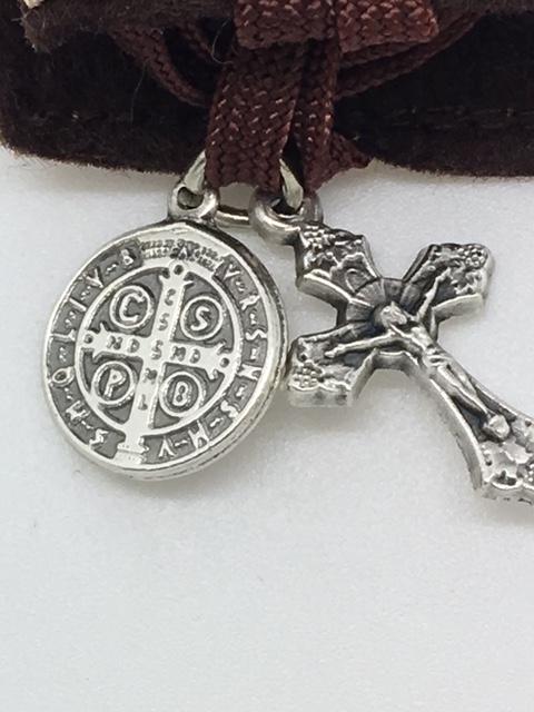 Traditional Brown Scapular with Benedict Medal and Crucifix - Unique Catholic Gifts