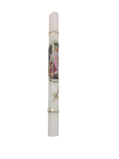 Guardian Angel Baptism Candle 12" - Unique Catholic Gifts