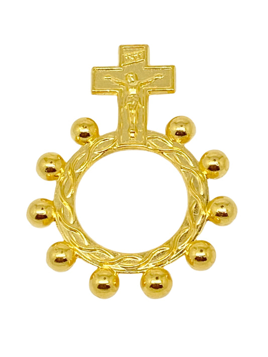 Gold Crucifix Finger Rosary Ring - Unique Catholic Gifts