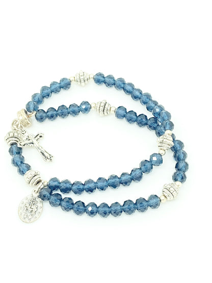 Midnight Blue Crystal Wrist Rosary - Unique Catholic Gifts