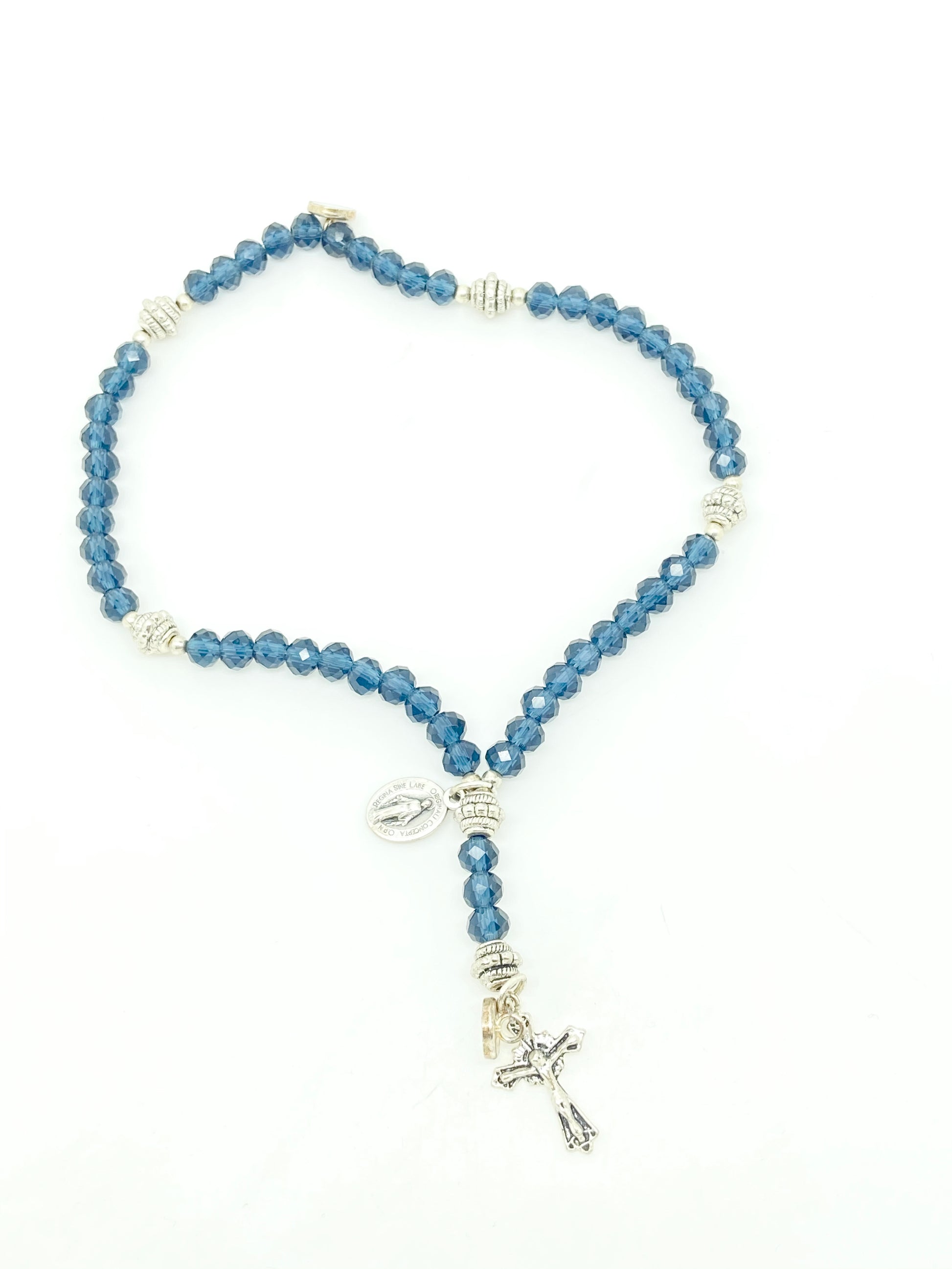 Midnight Blue Crystal Wrist Rosary - Unique Catholic Gifts