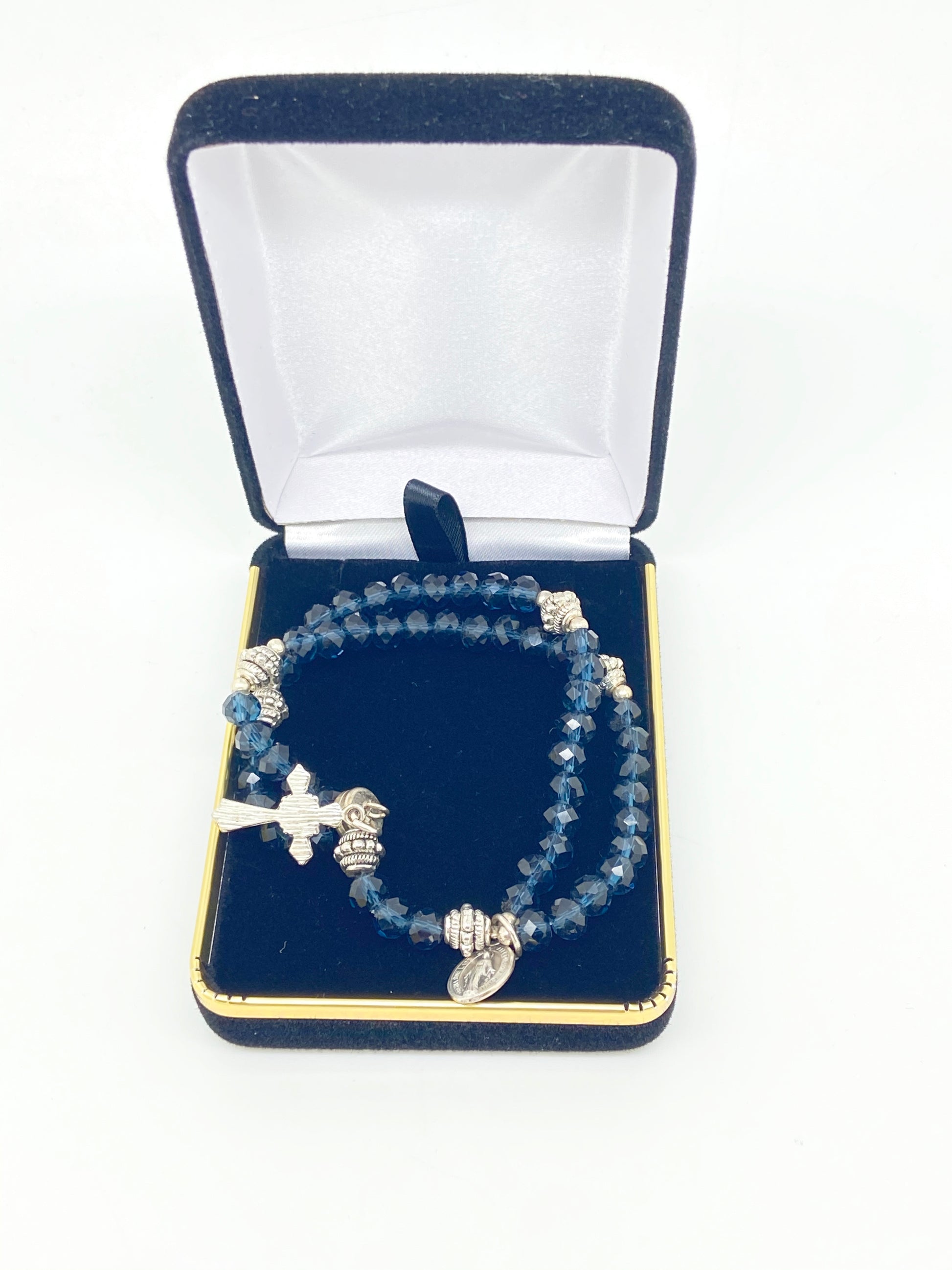 Midnight Blue Crystal Wrist Rosary - Unique Catholic Gifts