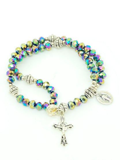 Rainbow Crystal Wrist Rosary - Unique Catholic Gifts