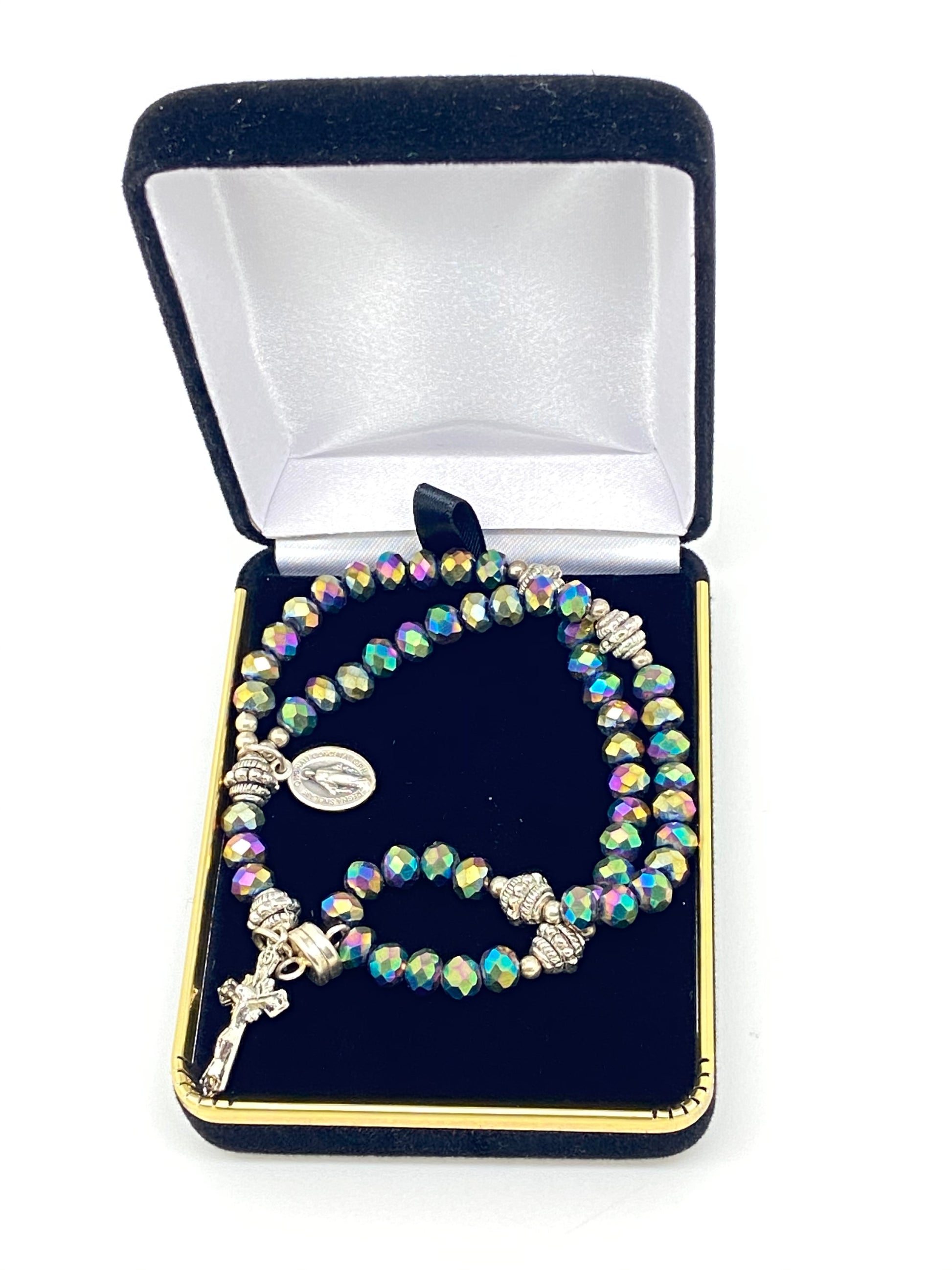 Rainbow Crystal Wrist Rosary - Unique Catholic Gifts