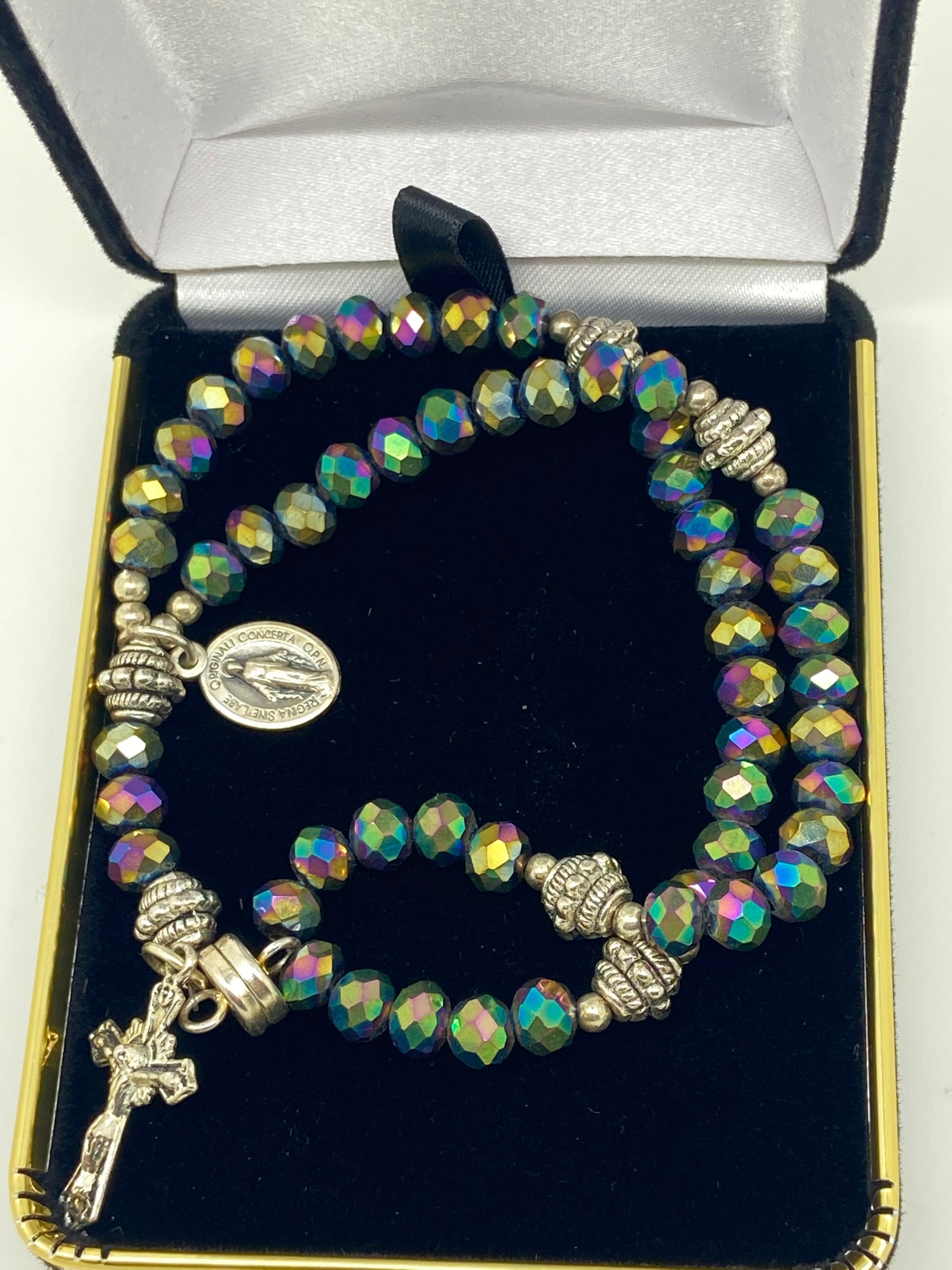 Rainbow Crystal Wrist Rosary - Unique Catholic Gifts