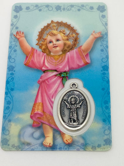 Tarjeta de Oración Divino Niño con Medalla - Unique Catholic Gifts