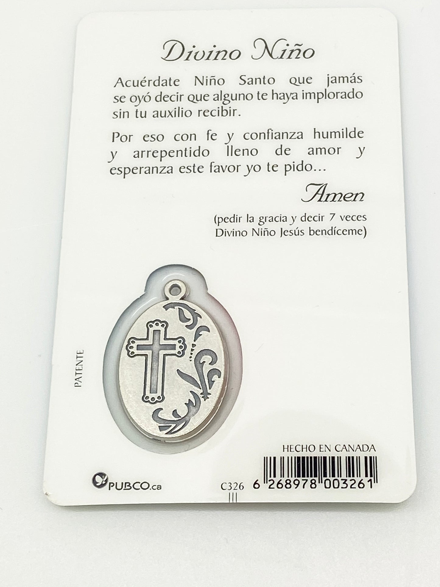 Tarjeta de Oración Divino Niño con Medalla - Unique Catholic Gifts