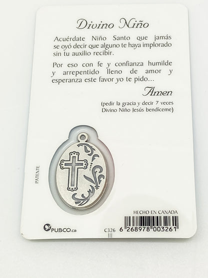 Tarjeta de Oración Divino Niño con Medalla - Unique Catholic Gifts