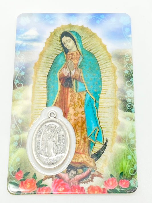 Our Lady of Guadalupe Holy Card with Medal - Unique Catholic Gifts