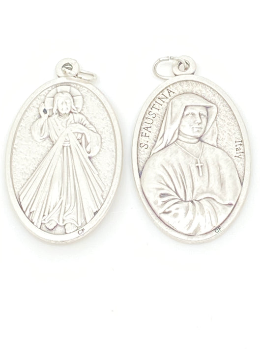 Divine Mercy & Faustina Medal 1 1/2" Italian Made - Unique Catholic Gifts